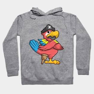 Parrot as Pirate with Wooden leg and Pirate hat Hoodie